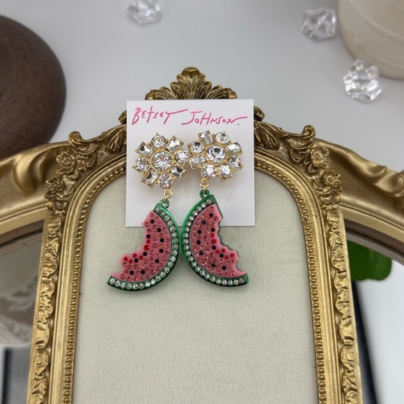 Betsey Johnson Watermelon Slice Statement Earrings – Juicy & Fun! - Picture 3 of 7